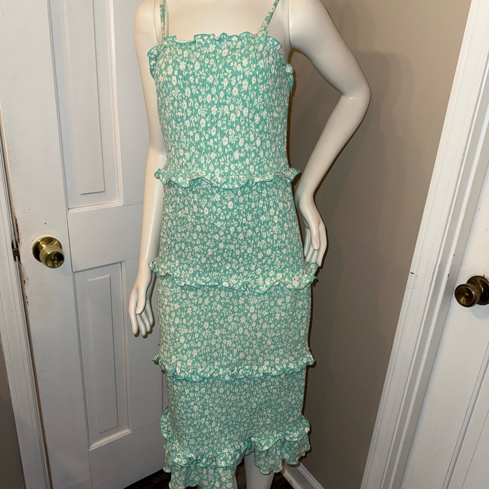 No Boundaries Mint Floral Midi Dress